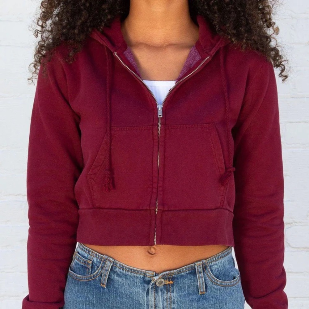 Crystal red zip up hoodie Brandy Melville